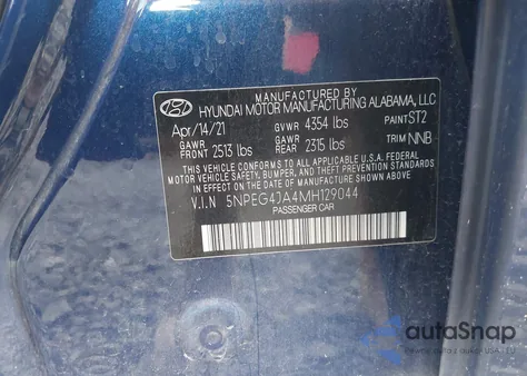 2021 Hyundai Sonata Se from USA, damaged, VIN 5NPEG4JA4MH129044